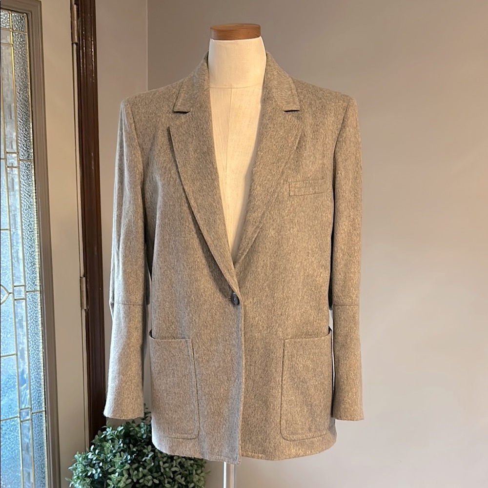 Boss by Hugo boss woman’s beige brown wool angora single button blazer jacket